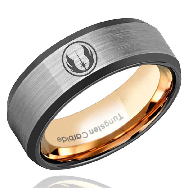 Star Wars Jedi Tungsten Mens Wedding Band 8mm Black