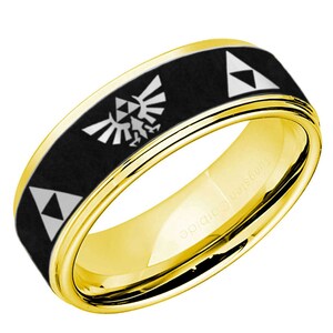 8mm Zelda Triforce Inspired Tungsten Ring, Tungsten Legend Of Zelda Ring, Zelda Triforce Jewelry, Gifts For Him