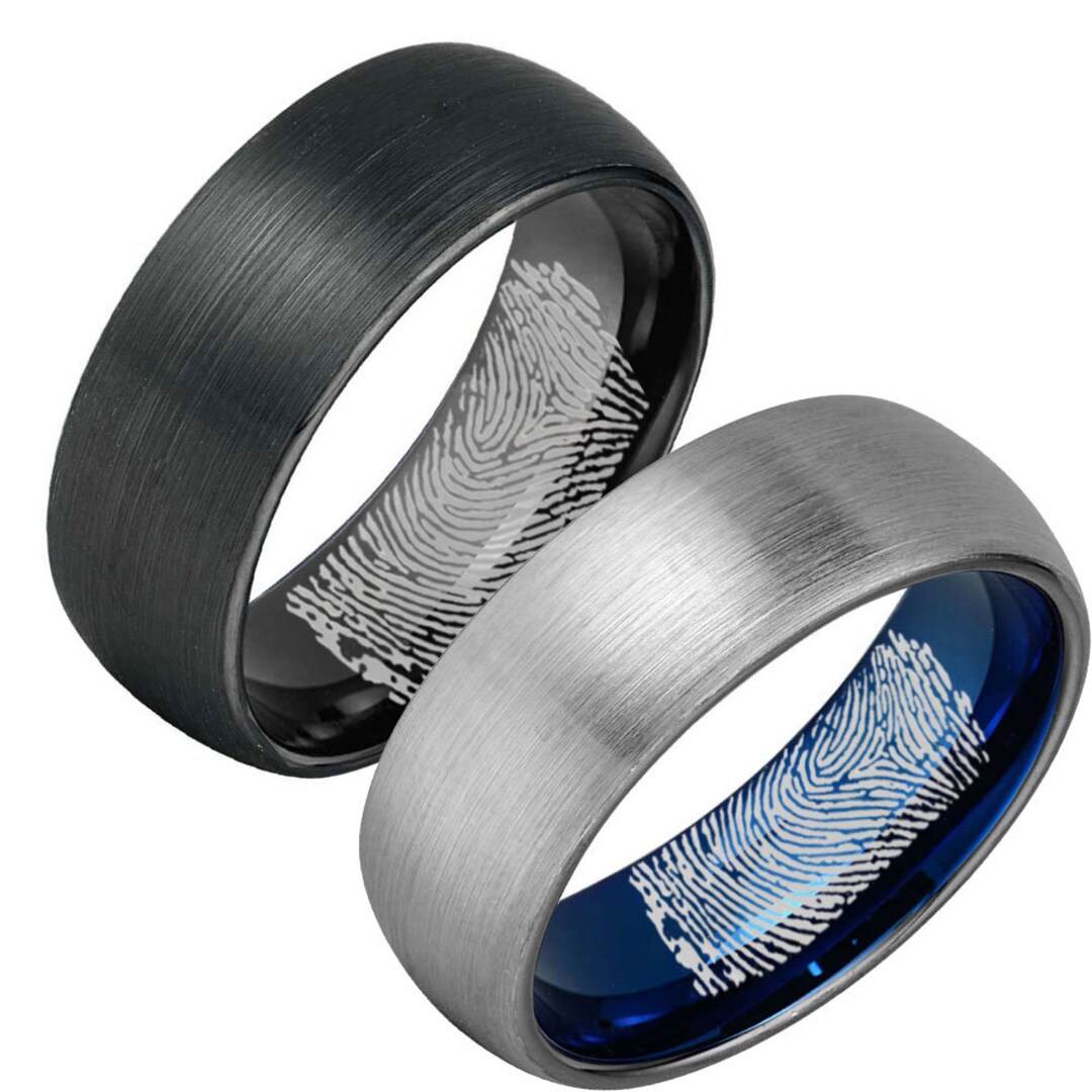 Tungsten Inner Fingerprint Ring 8mm Dome Tungsten Finger Etsy