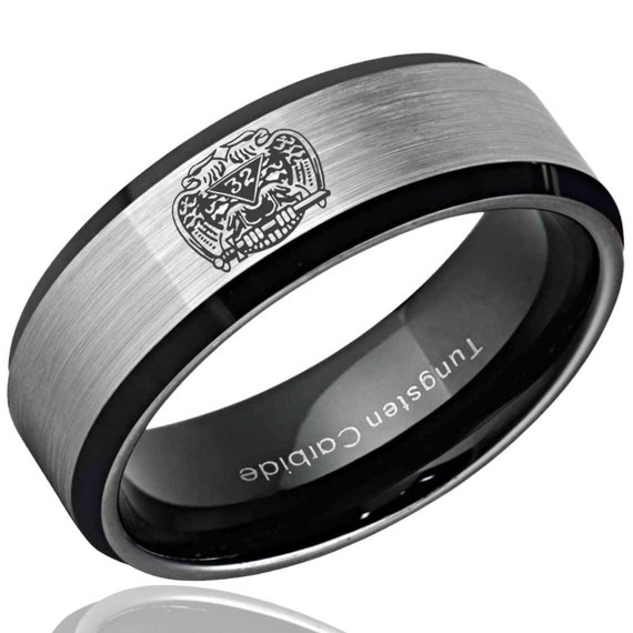 Masonic 32nd Degree Design Ring Tungsten Wedding Band Mens Etsy