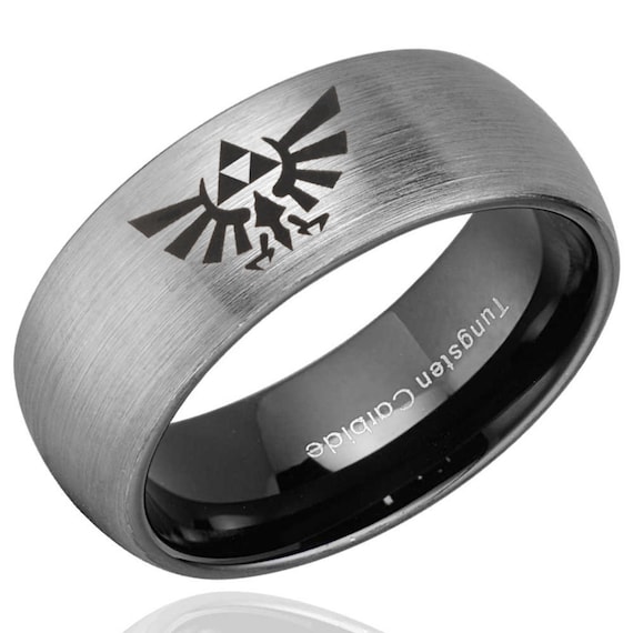 Promise Rings for Couple Mirror Dome Legend of Zelda His Hers Tungsten Wedding Rings Tungsten Wedding Band Set Tungsten Engagement Set