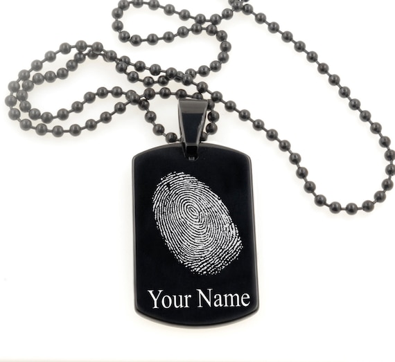 fingerprint dog tags silver