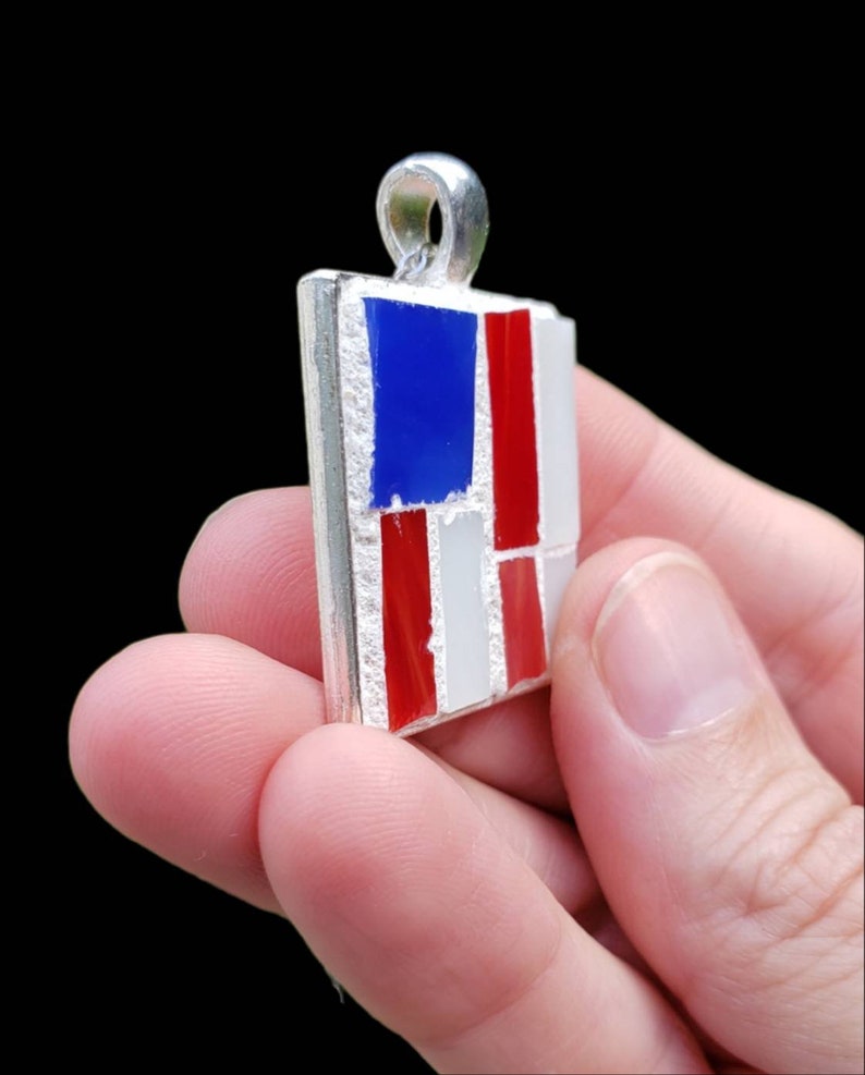 Mosaic American Flag Pendant Necklace Mosaic Necklace Etsy
