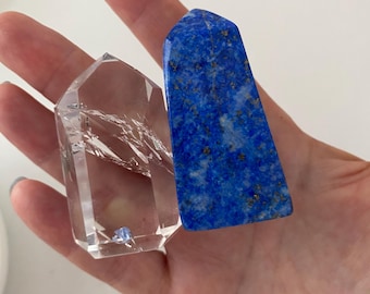 Quartz and Lapis Lazuli Crystal Towers Set – Brazil, Morocco Pyrite Flecks