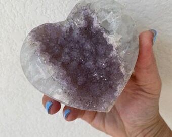 Quartz Crystal and Amethyst Heart/ Uruguay