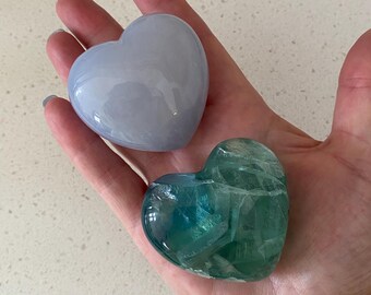 Heart Crystal Set Fluorite and Chalcedony / Mexico and Brazil