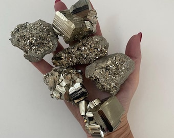 Set of Six Pyrite Crystals / 1lb, 11 oz / Peru #21