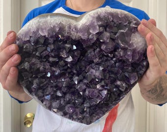 Huge Amethyst Heart 17 LBs on Custom Stand / Uruguay