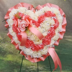 14 inch Peach and Cream Heart, Cemetery Wreath, Memorial, Sympathy, Funeral Flower, Mother&#39;s Day, Gravesite, Valentine&#39;s, Stand Not Included