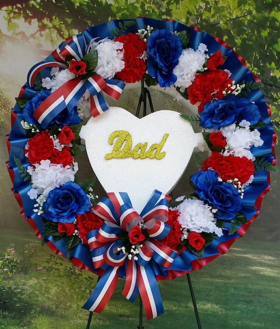 Artificial silk funeral flower heart wreath memorial tribute mum sister grave
