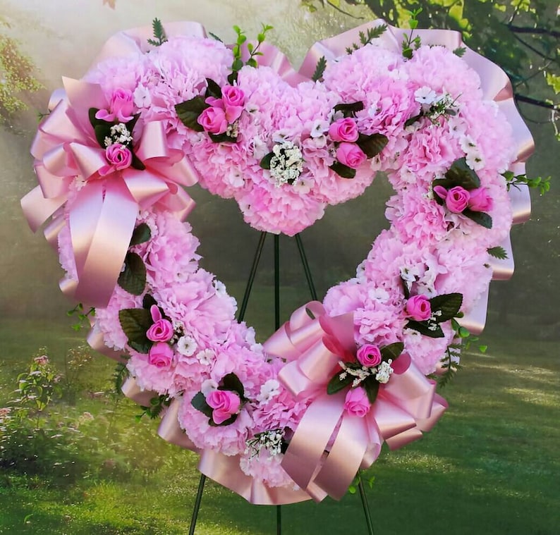 Open Heart Cemetery Wreath Pink Wreath Sympathy Wreath Etsy
