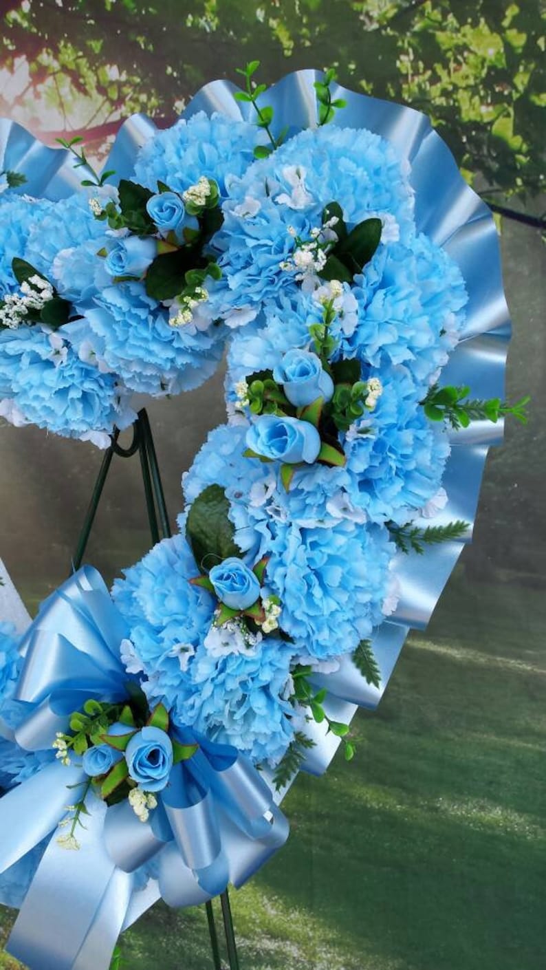 Open Heart Cemetery Wreath Blue Wreath Sympathy Wreath Etsy
