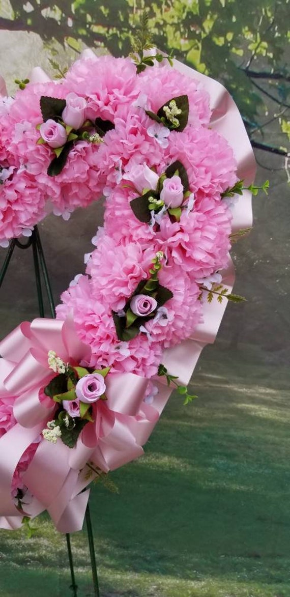 Heart Sympathy Wreath in Pink & White