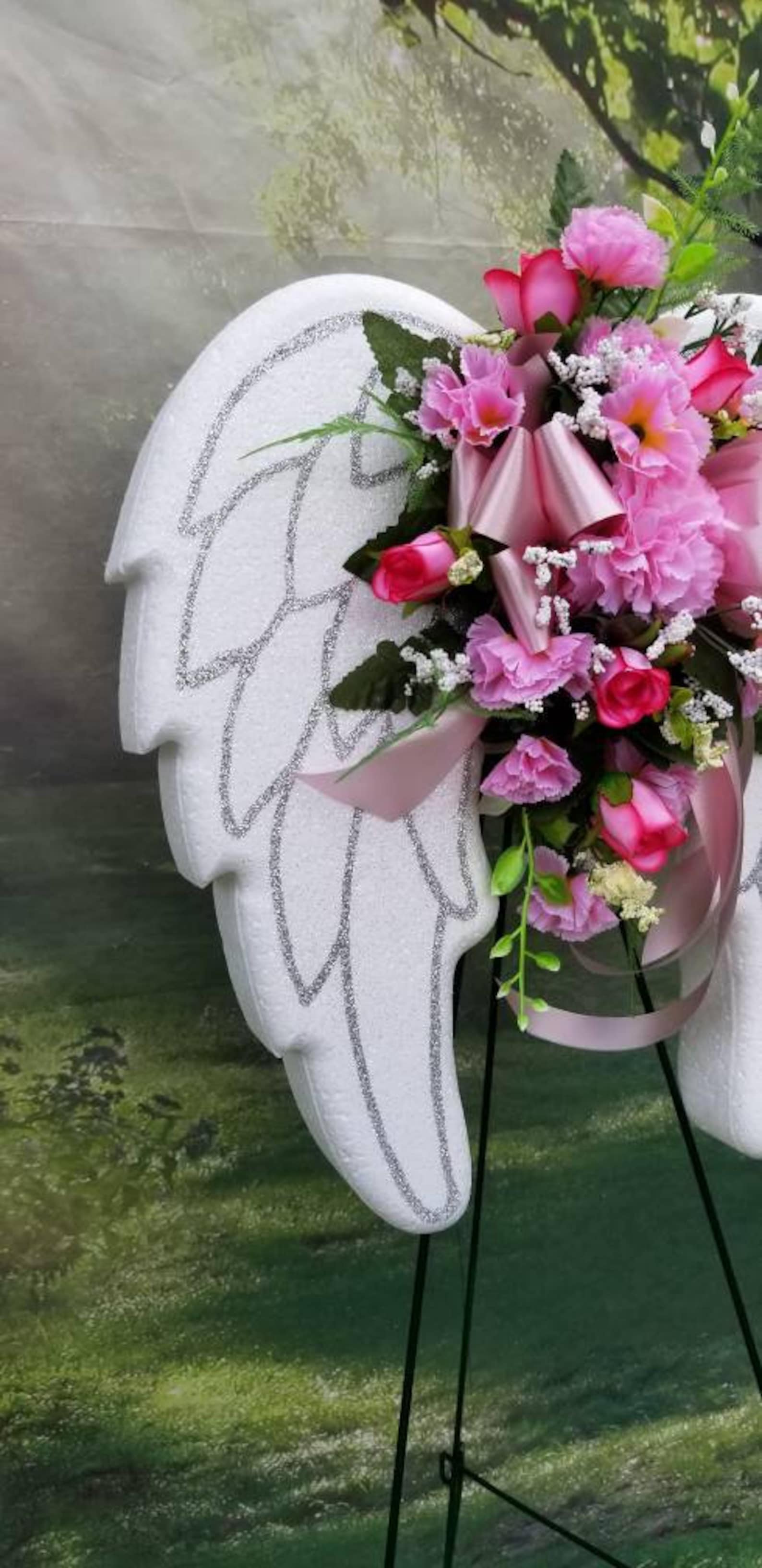 Pink Angel Wings Cemetery Arrangement Sympathy Gravesite | Etsy