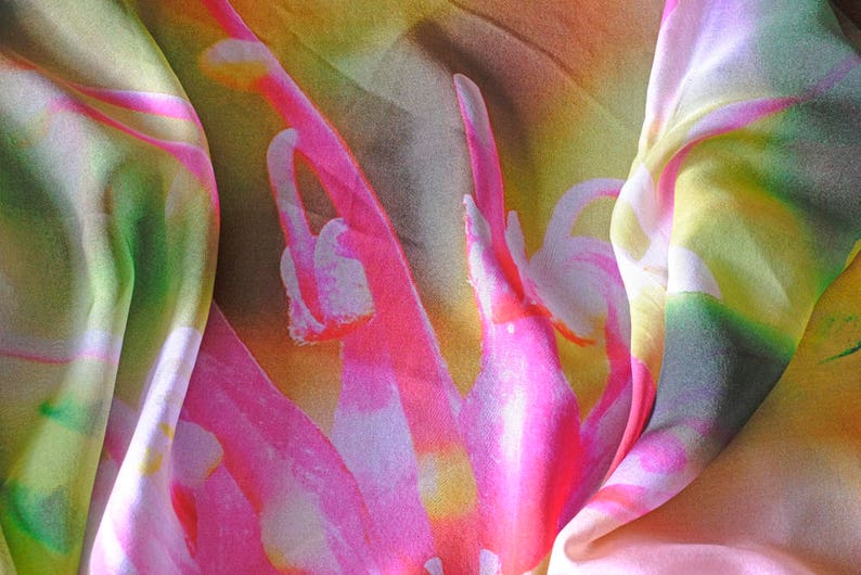 Silk Scarf Chiffon Wildflower Montage image 6