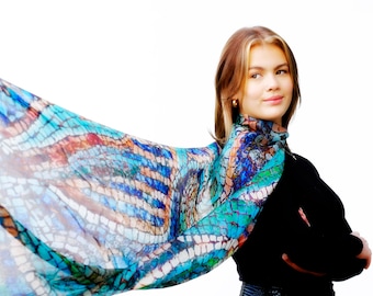 Silk Chiffon Scarf "Dolphin"