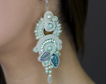 Pastel soutache jewelry earring, soutache jewelry, soutache earrings, Soutache Jewelry, Statement, bridal jewelry