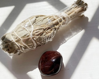 Star Garnet & Sage Smudging Bulb  - Cleanse, Protect, Ground Kit