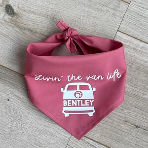 Campervan Dog Bandana, Personalised Camping Bandana, Tie On Style Dog Scarf, Van Life