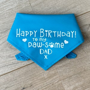 Happy Birthday Dad Dog Bandana | Handmade Tie On Style | Awesome Dad Dog Birthday Age Neckerchief  | Human Dog Daddy Birthday