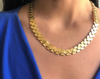 Gold Statement Necklace, Link Chain Necklace, Gold Chain Necklace, Unique necklace Unique jewelry, Statement necklace Statement jewelry