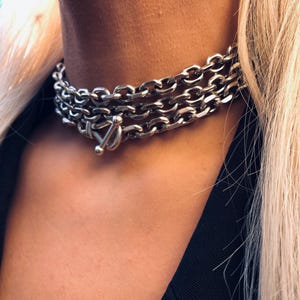 Multi Strang Chunky Choker: Silber Knebel-Halskette