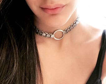 Silver Chain Choker, Choker Necklace, Silver Choker Necklace, Thin Choker Necklace, Links Chain Choker, Flat Chain Choker, Chain link choker