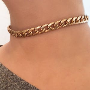 Bronze chain choker, Choker Necklace, Flat Chain Choker, Bronze Choker, Chain link choker, Thick Choker Necklace, Choker Collar