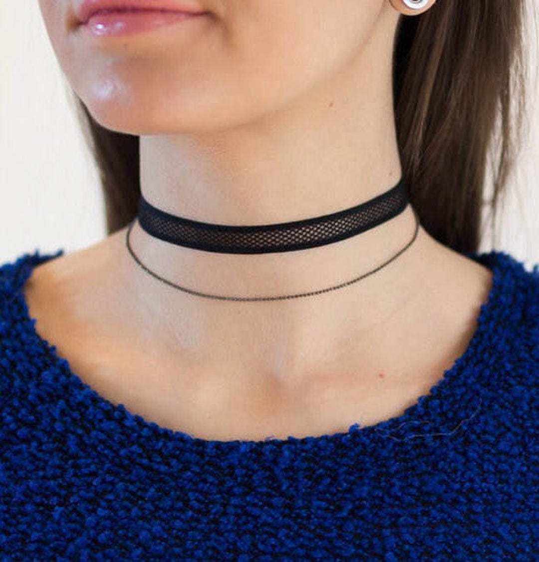 Black Choker Necklace Chain Choker Necklace Black Choker Etsy