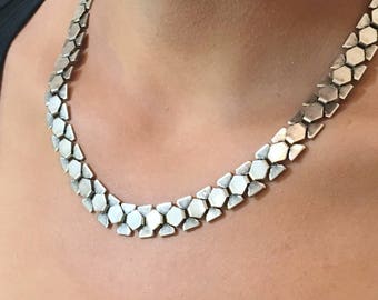 Silver Statement Necklace, Link Chain Necklace, Silver Chain Necklace, Unique necklace Unique jewelry, Statement necklace Statement jewelry