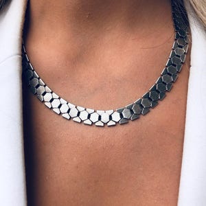 Silver Statement Necklace, Link Chain Necklace, Silver Chain Necklace, Unique necklace Unique jewelry, Statement necklace Statement jewelry