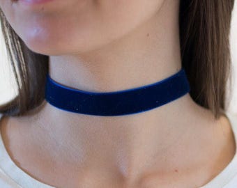 Blue Velvet Choker Necklace, Choker Necklace, Thick Choker Necklace, Bohemian Choker, Velvet Choker, Gift For Women, Gift For Her