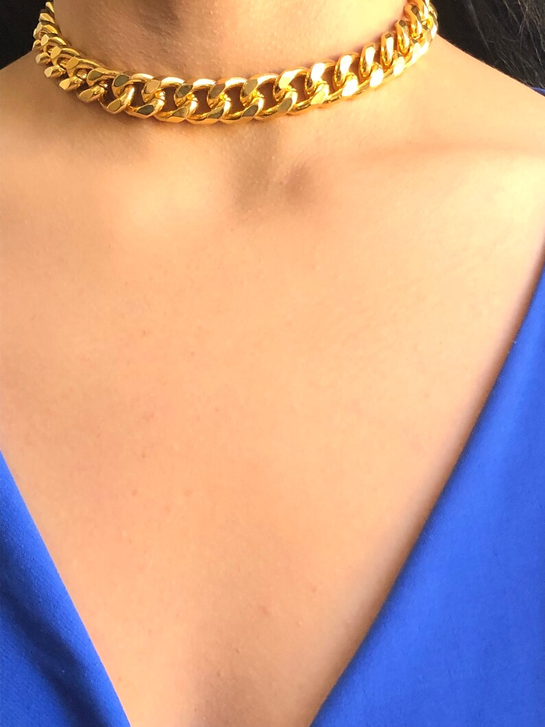 Gold Chain Choker Choker Necklace Gold Choker Chain Link Etsy
