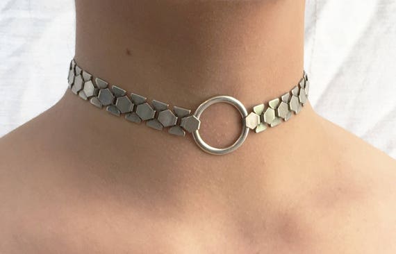 O Ring Choker Necklace Silver Choker Necklace Silver Chain Etsy