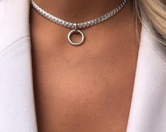 Dainty Herringbone Chain Choker: Silver or Gold Necklace