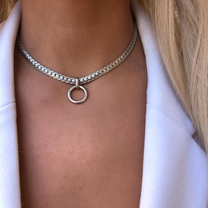 silver Day Collar with O ring Pendant