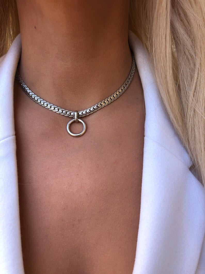 silver Day Collar with O ring Pendant