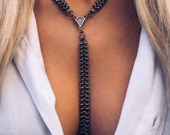 Y Shaped Necklace,statement Lariat Necklace,chunky Curb