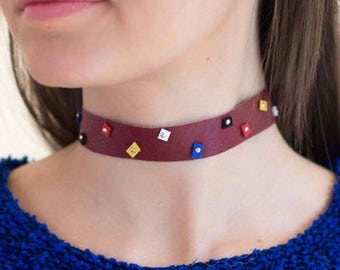 Faux Leather Choker Necklace, Gold Pearl Choker, Choker Necklace, Chic Choker, Red Choker, Suede Choker