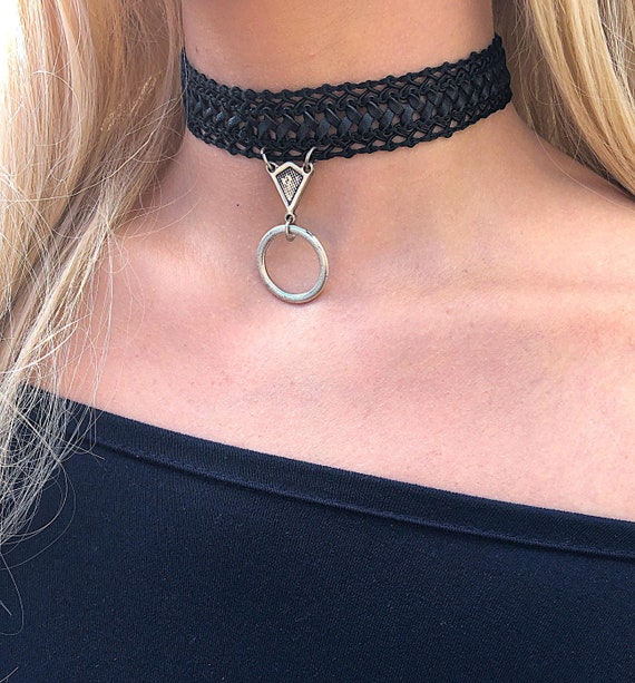 Sapphire Necklace Argos Choker Gothic Jewelry Black Ring Choker