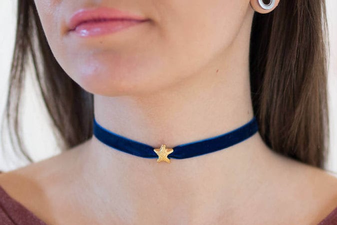 Velvet Choker Necklace Gold Star Choker 