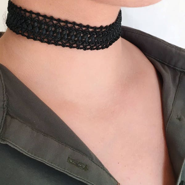 Leather choker necklace black choker necklace, Chic Choker, Boho Choker, Tattoo Choker, gothic choker, Gift for a women, Neck choker collar