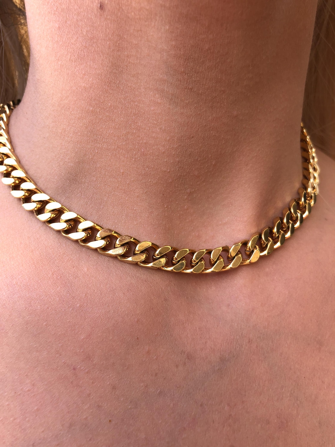 Gold Chain Link Choker Necklace - Etsy