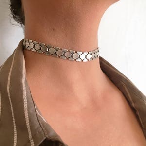 Silver Chain Choker, Silver Choker Necklace, Links Chain Choker, Thin Choker Necklace, Flat Chain Choker, Silver Choker, Chain link choker image 3