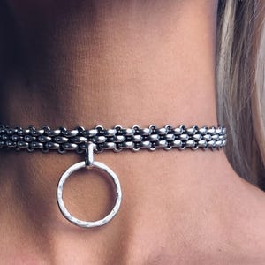 Silver Slave Collar Chain With O Ring Necklace - Etsy Silver Slave Collar Chain With O Ring Necklace - Etsy