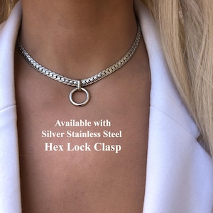 Silver Day Collar Necklace: O-Ring Pendant, Adjustable Length image 5