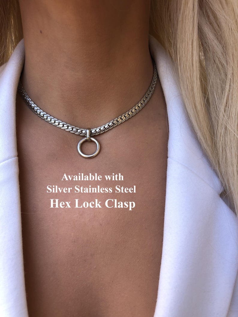 Silver Day Collar Necklace: O-Ring Pendant, Adjustable Length image 5