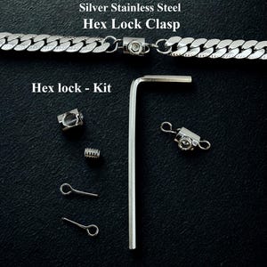 Silver Stainless Steel 
Hex Lock Clasp