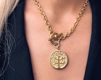 Gold Coin Medallion Necklace: Bohemian Statement Pendant