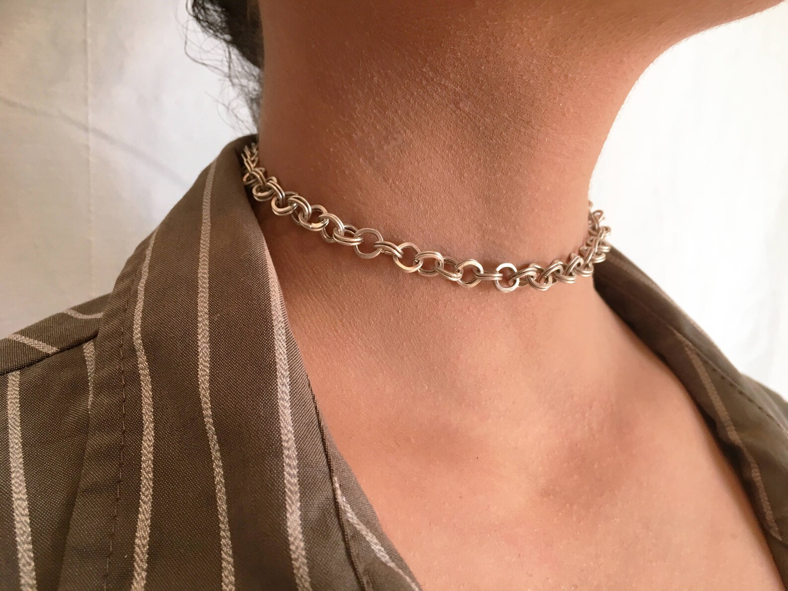 Silver Chain Choker Choker Necklace Silver Chain Choker Etsy